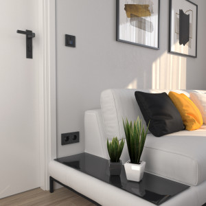 Розетка с З/К со шторками, Hammer черный, Werkel W1271108