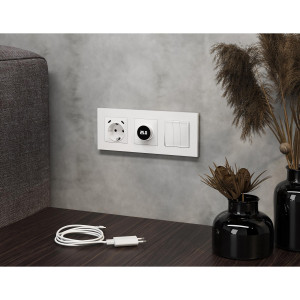 Лицевая панель терморегулятора теплого пола электронного, Белый матовый, ALFA Quant Ambrella Volt AP1258