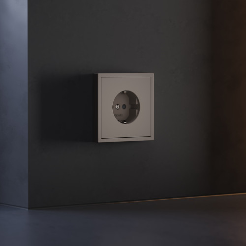 Лицевая панель для розетки с З/К и шторками, Капучино, S70 Voltum VLS000714