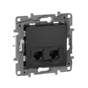 Розетка 2-я компьютерная RJ45 Cat. 5e, антрацит, Etika Legrand 672655