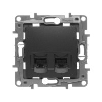 Розетка 2-я компьютерная RJ45 Cat. 5e, антрацит, Etika Legrand 672655