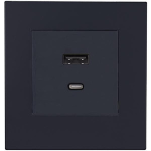 Розетка USB для быстрой зарядки Type A+C, Черная, Bilbao Salvador SJAN11A1A12