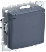 Розетка c З/К со шторками с крышкой, Маренго, Brite IEK BR-R16-16-K35