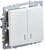 Выключатель 2 кл. с подсветкой, Жемчуг, Brite IEK BR-V20-1-10-K36