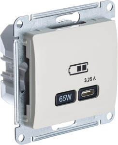 Розетка USB для быстрой зарядки, тип C 65ВТ, Молочный, AtlasDesign SE GSL000927