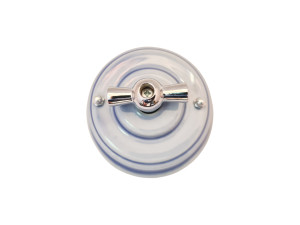 Выключатель керамика 2 кл. (4 положения), Hебесно-голубой Celeste, ручка серебро, Leanza ВП2НС