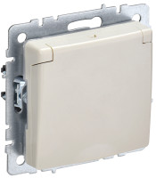 Розетка c З/К с крышкой, влагозащищенная IP44, Бежевый, Brite IEK BR-R16-16-44-K10