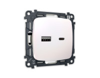 Розетка USB для быстрой зарядки тип A+C, Жемчуг, OMEGA Quant Ambrella Volt MO211010
