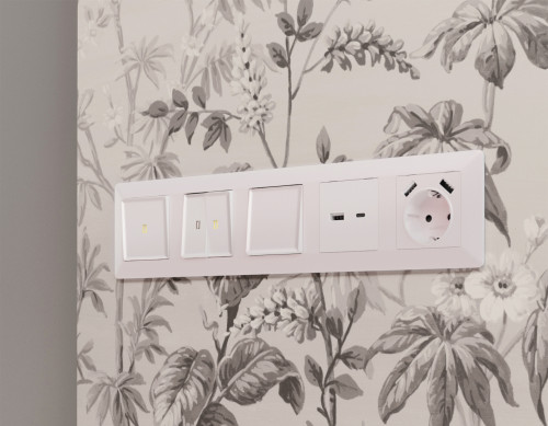 Лицевая панель розетки USB для быстрой зарядки тип A+C, Жемчуг, ALFA Quant Ambrella Volt AP2110