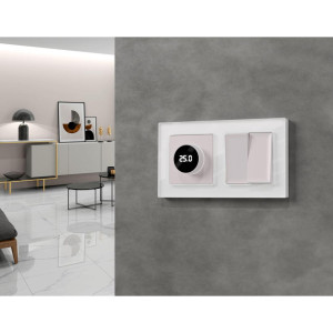 Лицевая панель терморегулятора теплого пола электронного, Жемчуг, ALFA Quant Ambrella Volt AP2058