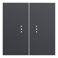 Лицевая панель выключателя 2 кл. перекрестного с подсветкой, Черный сатин, Rikett 35615 MB