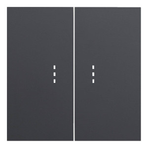 Лицевая панель выключателя 2 кл. перекрестного с подсветкой, Черный сатин, Rikett 35615 MB