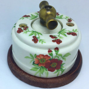 Выключатель керамика 1 кл. проходной(2 положения), подложка вишня, лето, ЦИОН В1М-ЛЕТ