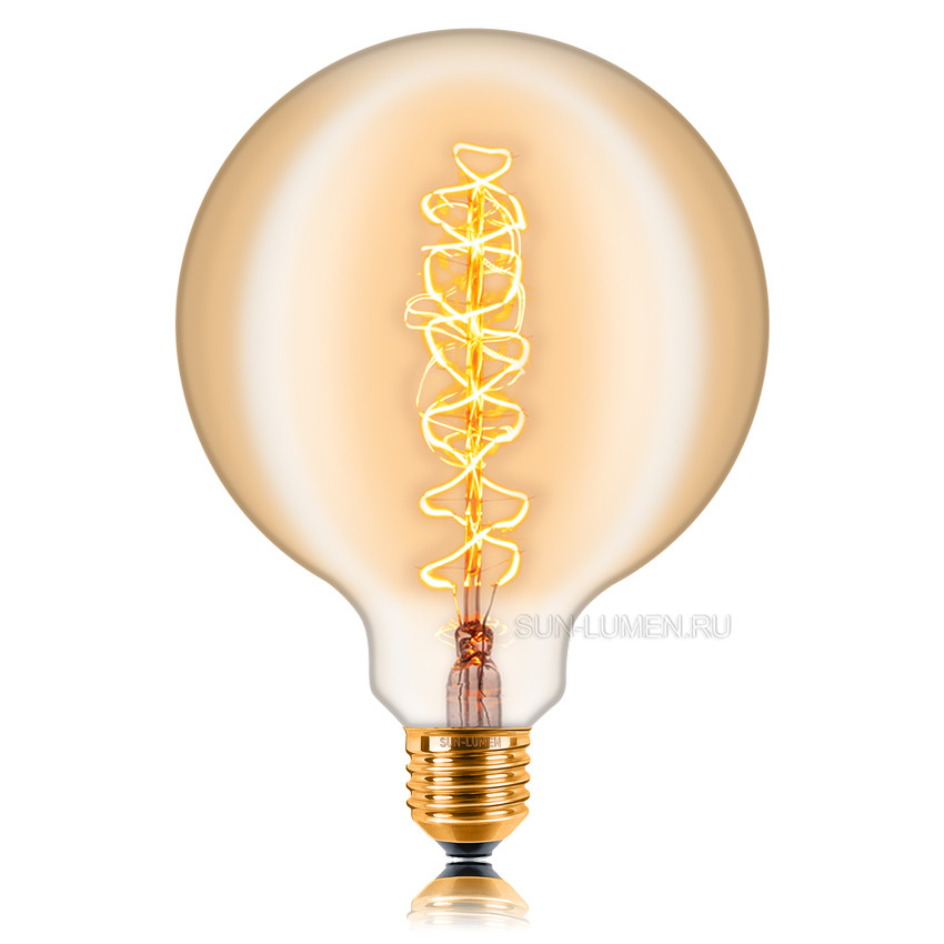 Ретро лампа накаливания G125 F5 60Вт Е27, золотистая Sun Lumen 053-662