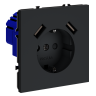 Розетка c З/К, шторками и USB зарядкой A+A, Графит, S70 Voltum VLS040407