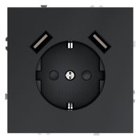 Розетка c З/К, шторками и USB зарядкой A+A, Графит, S70 Voltum VLS040407