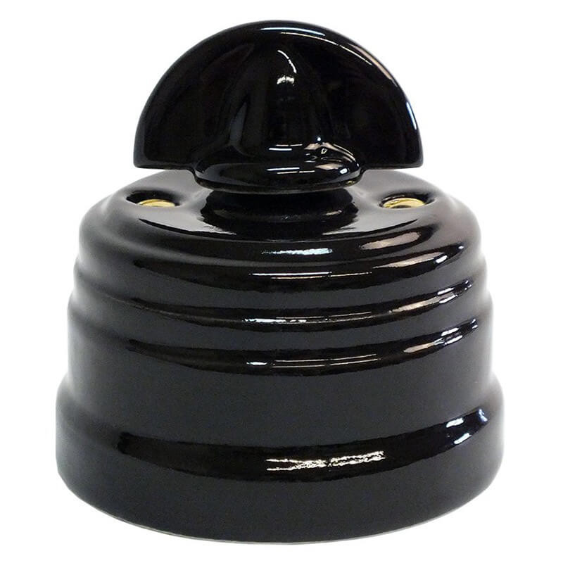 Выключатель керамический поворотный на 4 положения, цв. черный с ручкой-монеткой, EDISEL Grande KGMSw2-K04