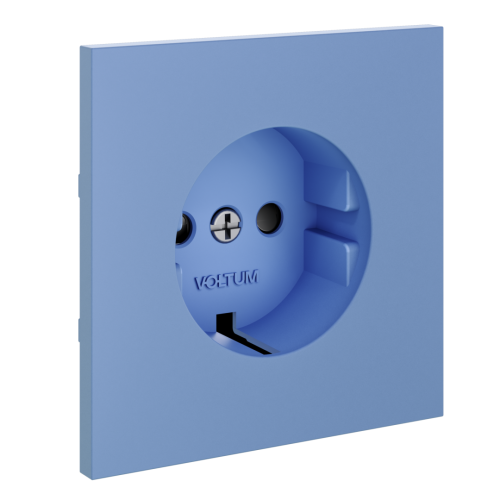 Лицевая панель для розетки с З/К и шторками, Деним, S70 Voltum VLS000715