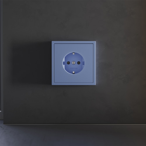 Лицевая панель для розетки с З/К и шторками, Деним, S70 Voltum VLS000715