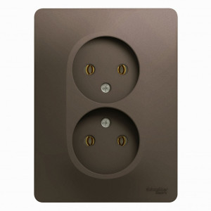 Розетка 2 местная 16А 250В, Шоколад, Glossa SE GSL000820