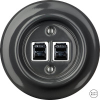 Розетка комп. фарфоровая RJ45 cat.5е, графит глянцевый, Katy Paty CRGsCat5e 