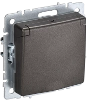 Розетка c З/К со шторками с крышкой, Темная бронза, Brite IEK BR-R16-16-K45