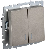 Выключатель 2 кл. с подсветкой, Шампань, Brite IEK BR-V20-1-10-K37