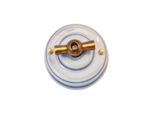 Выключатель керамика 2 кл. (4 положения), Hебесно-голубой Celeste, ручка бронза, Leanza ВП2НБ