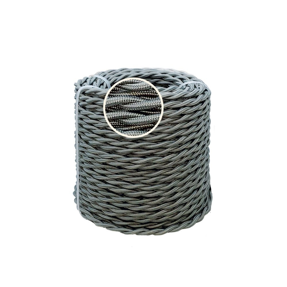 Ретро кабель витой 2x1,5 Серый, Edisel ПРВ (1 метр)