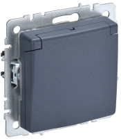 Розетка c З/К с крышкой, влагозащищенная IP44, Маренго, Brite IEK BR-R16-16-44-K35