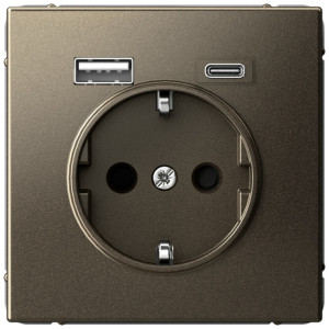 Розетка с З/К и USB зарядкой, тип А+C, Мокко, ArtGallery SE GAL000632