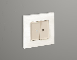 Выключатель 2 кл. с/подсв. (5600K), Бежевый матовый, ALFA Quant Ambrella Volt MA324015