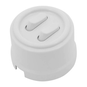  Выключатель пластик кнопочный без фиксации 2 кл., Белый, Bironi B1-222-21-PB