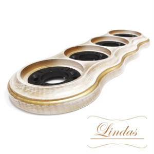 Рамка 4 местная деревянная 98x170 на бревно, Белый/Патина золото Lindas 25966 Рамка 4 местная деревянная 98x170 на бревно, Белый/Патина золото Lindas 25966