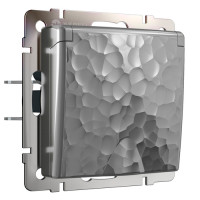 Розетка с З/К с крышкой, герметичная IP44, Hammer серебряный, Werkel W1271206