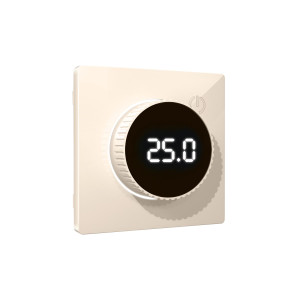 Лицевая панель терморегулятора теплого пола электронного, Бежевый глянец, ALFA Quant Ambrella Volt AP3058