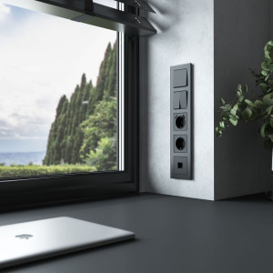 Рамка 5 местная стекло soft-touch, Черный, Senso Werkel W0053108