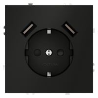 Розетка c З/К, шторками и USB зарядкой A+A, Черный матовый, S70 Voltum VLS040408
