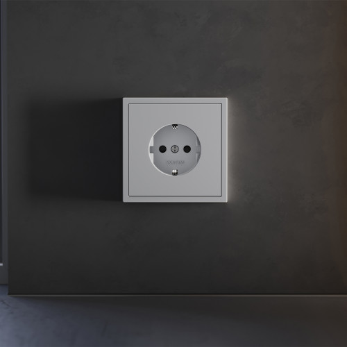 Лицевая панель для розетки с З/К и шторками, Серый, S70 Voltum VLS000716