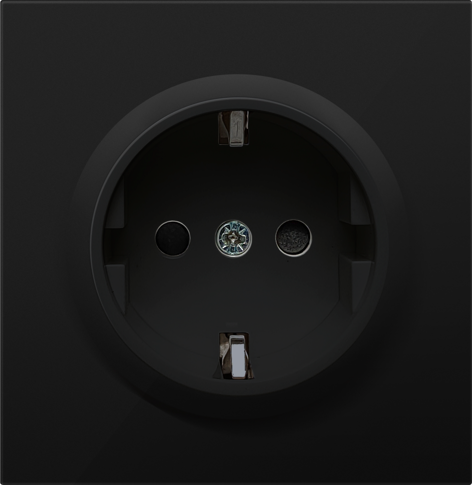 Лицевая панель для розетки с З/К со шторками, Матовый карбон, Donel  DA DA22030