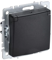Розетка c З/К со шторками с крышкой, Черный, Brite IEK BR-R16-16-K02
