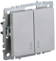 Выключатель 2 кл. с подсветкой, Алюминий, Brite IEK BR-V20-1-10-K47