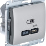 Розетка USB для быстрой зарядки, тип C 65ВТ, Платина, AtlasDesign SE GSL001227