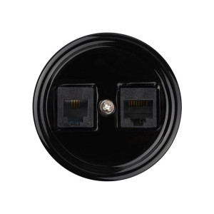 Розетка керамика телеф. + комп. RJ11+RJ45, Черный, Болонь TDM ELECTRIC SQ1820-0252