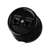 Розетка керамика телеф. + комп. RJ11+RJ45, Черный, Болонь TDM ELECTRIC SQ1820-0252