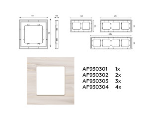 Рамка 4 местная мрамор, Бежевый, ALFA Grand Ambrella Volt AF930304