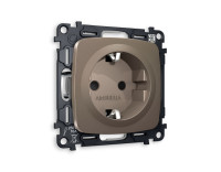 Розетка с З/К и шторками, Темная бронза матовый, OMEGA Quant Ambrella Volt MO637010