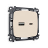 Розетка USB для быстрой зарядки тип A+C, Бежевый матовый, OMEGA Quant Ambrella Volt MO331010