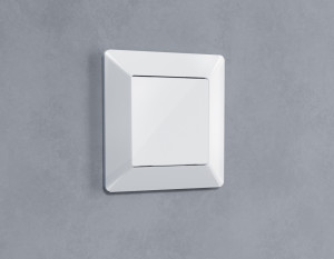 Лицевая панель заглушки с суппортом, Белый глянец, ALFA Quant Ambrella Volt AP1160