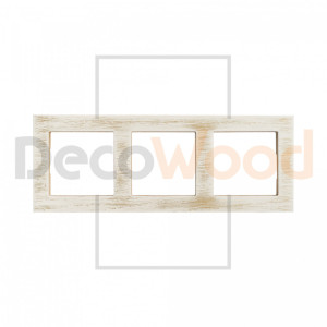 Рамка 3 местная деревянная под электрику JUNG/ABB Basic, Белый/Золото, DecoWood РЮАМ3-БЗ